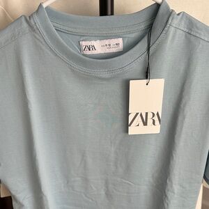 Zara Sky Blue Crew Neck Tee
